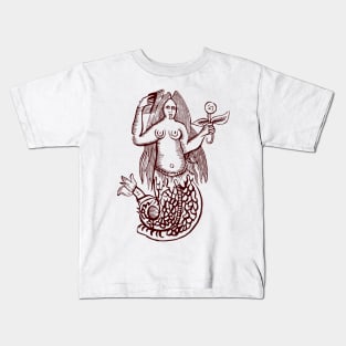 Woodcut Mermaid Kids T-Shirt